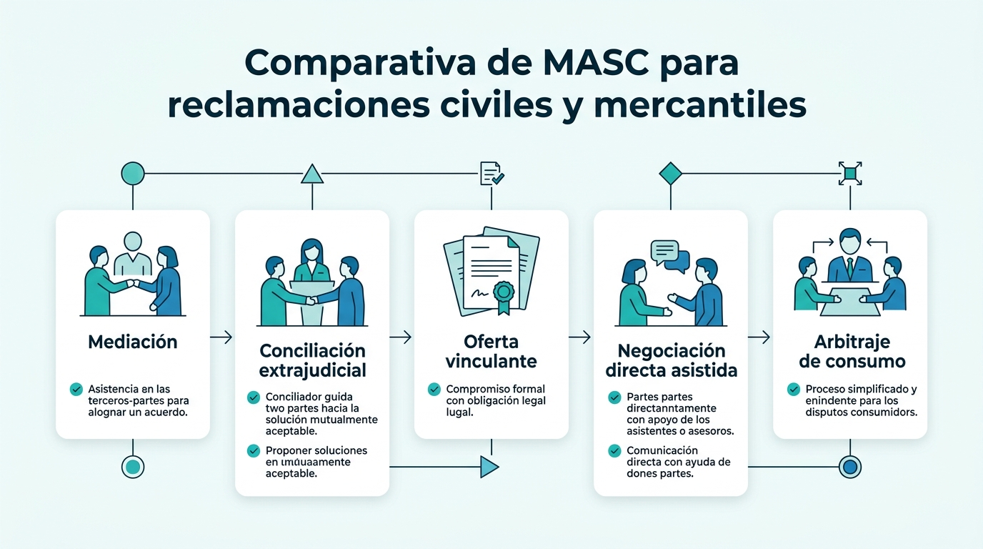 Comparativa de MASC para reclamaciones civiles y mercantiles